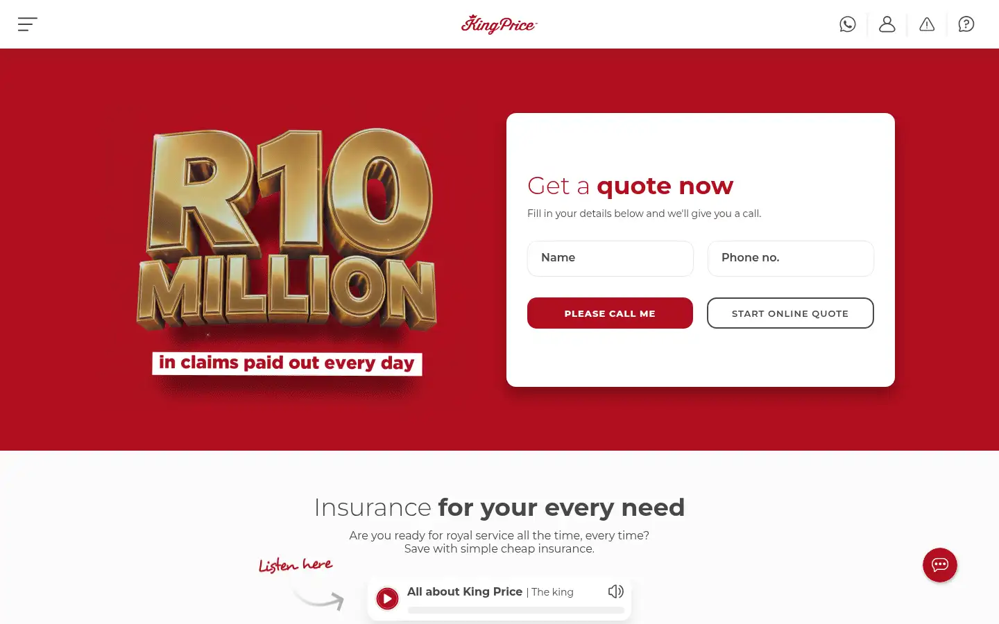 Screenshot of kingprice.co.za