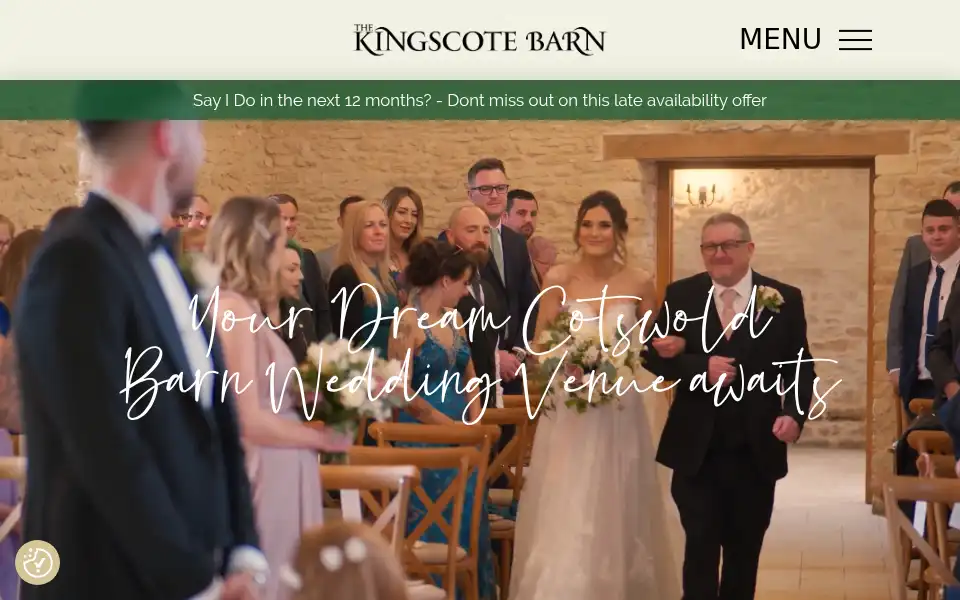 Screenshot of kingscotebarn.co.uk