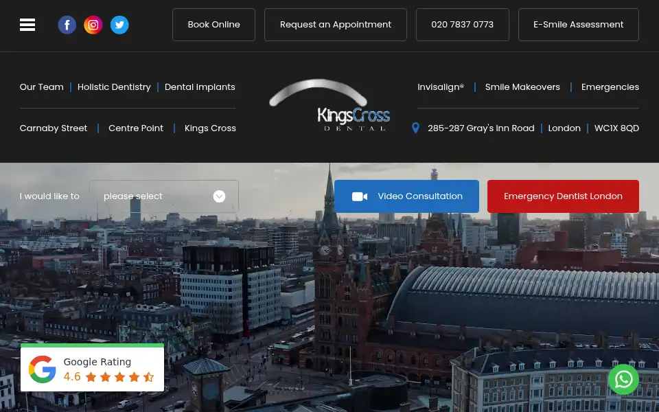 Screenshot of kingscrossdental.co.uk