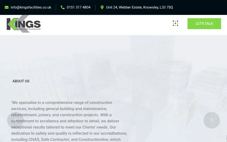 Screenshot of kingsfacilities.co.uk