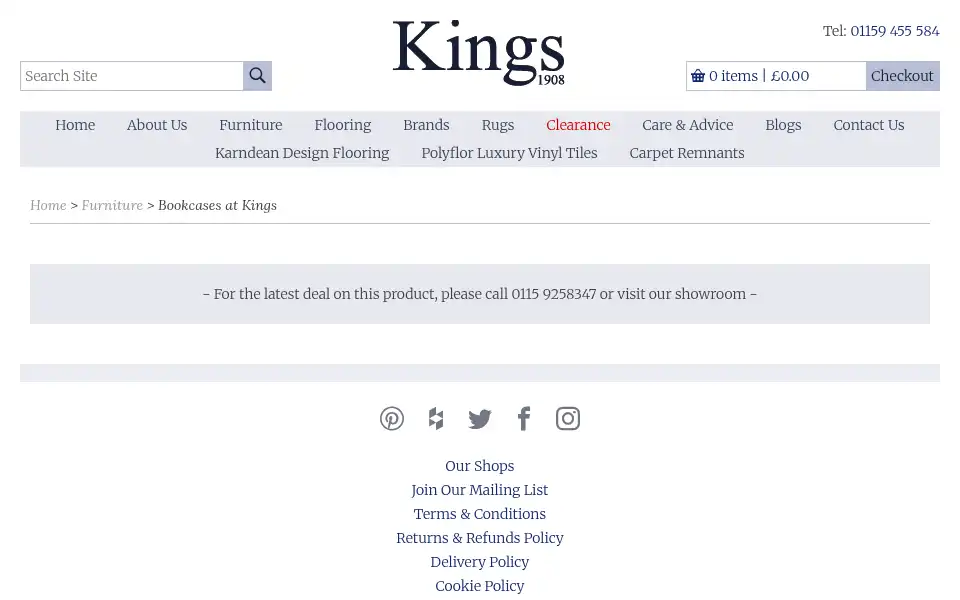 Screenshot of kingsinteriors.co.uk