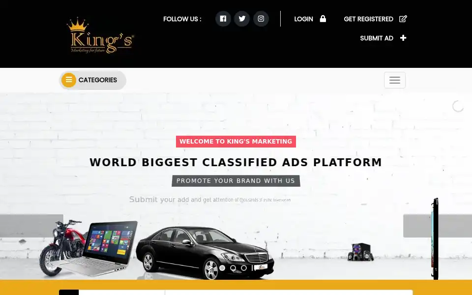 Screenshot of kingsmarketing.in