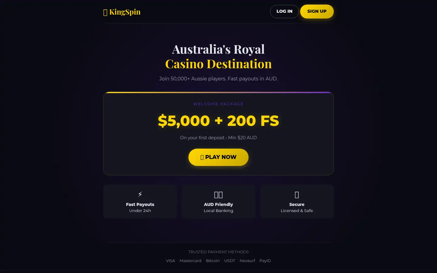 Screenshot of kingspin-casino.site