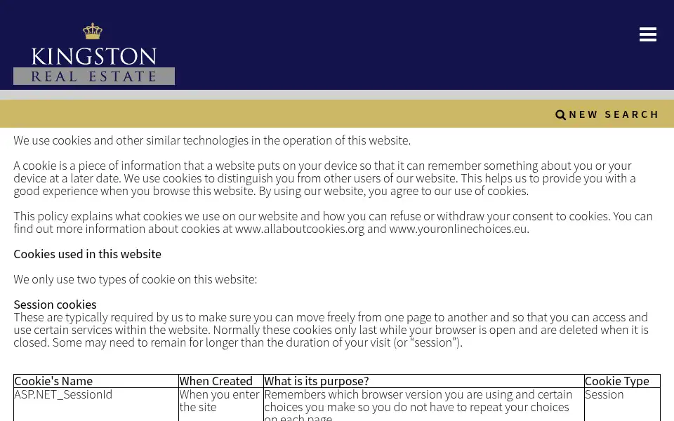 Screenshot of kingstonre.com