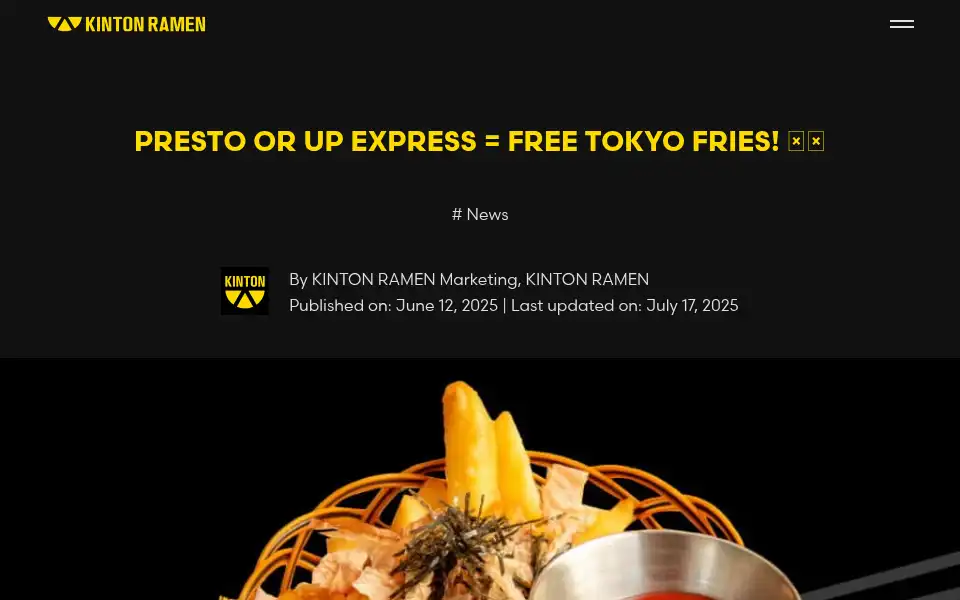 Screenshot of kintonramen.com