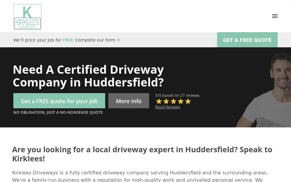Screenshot of kirkleesdriveways.co.uk