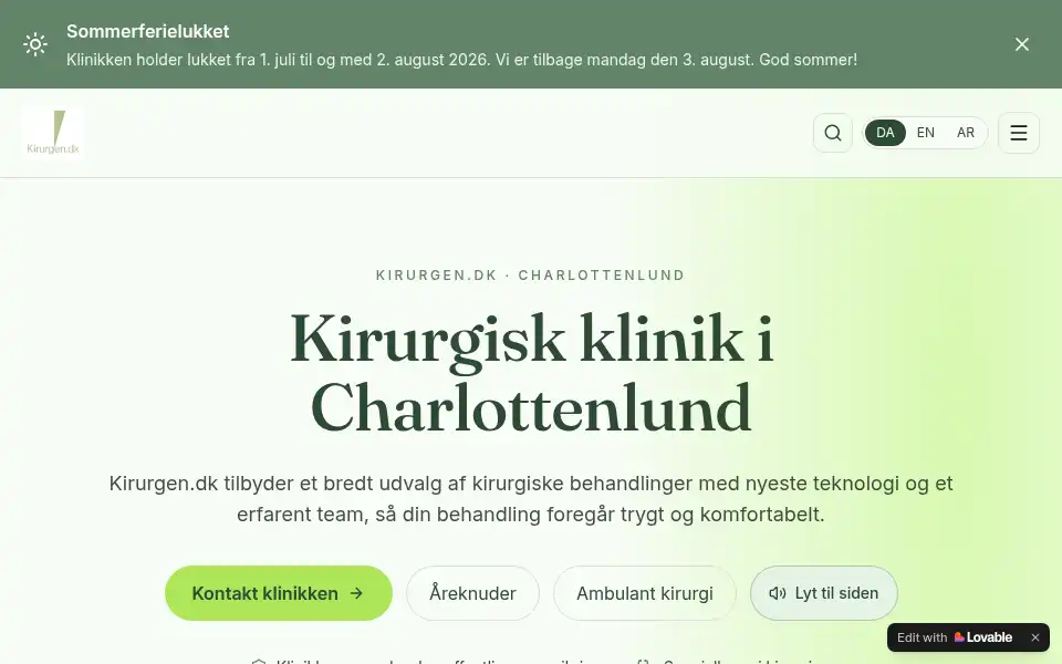 Screenshot of kirurgen.dk