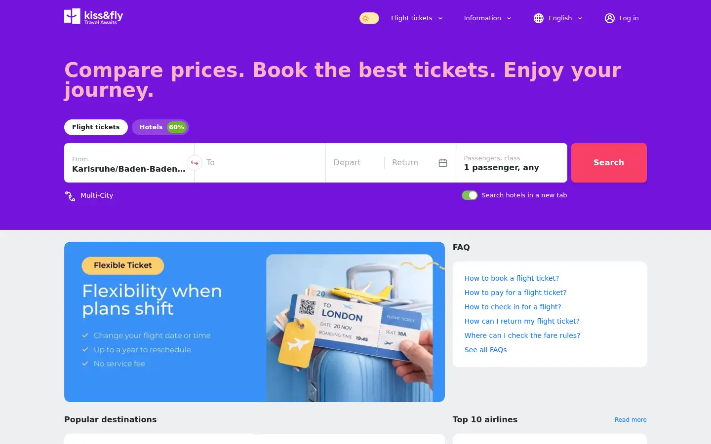Screenshot of kissandfly.com