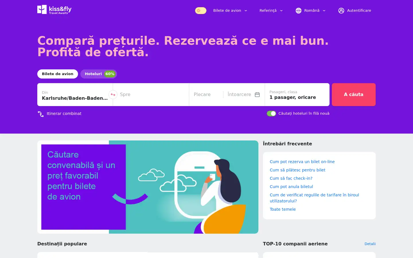 Screenshot of kissandfly.ro