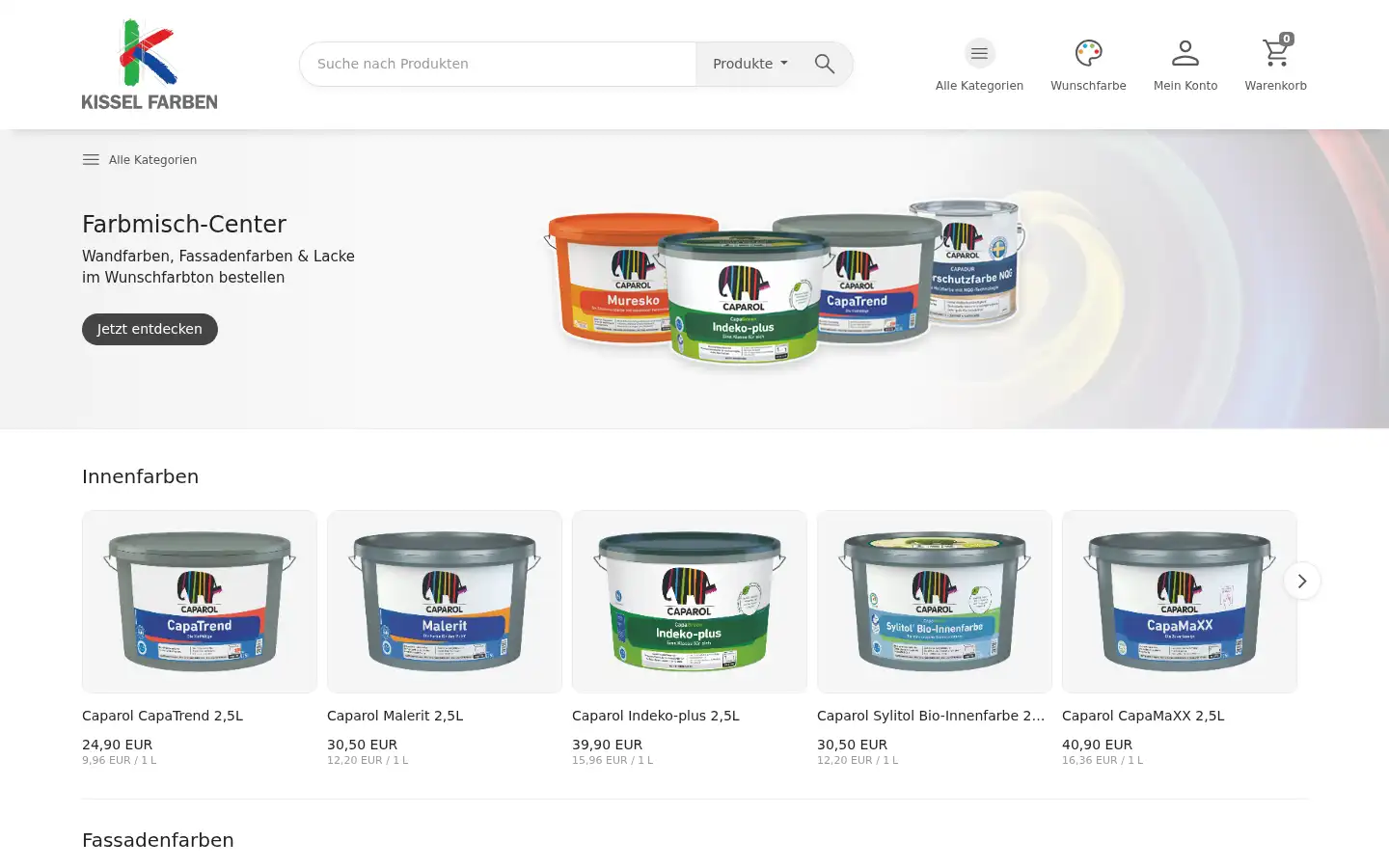 Screenshot of kissel-farben.de