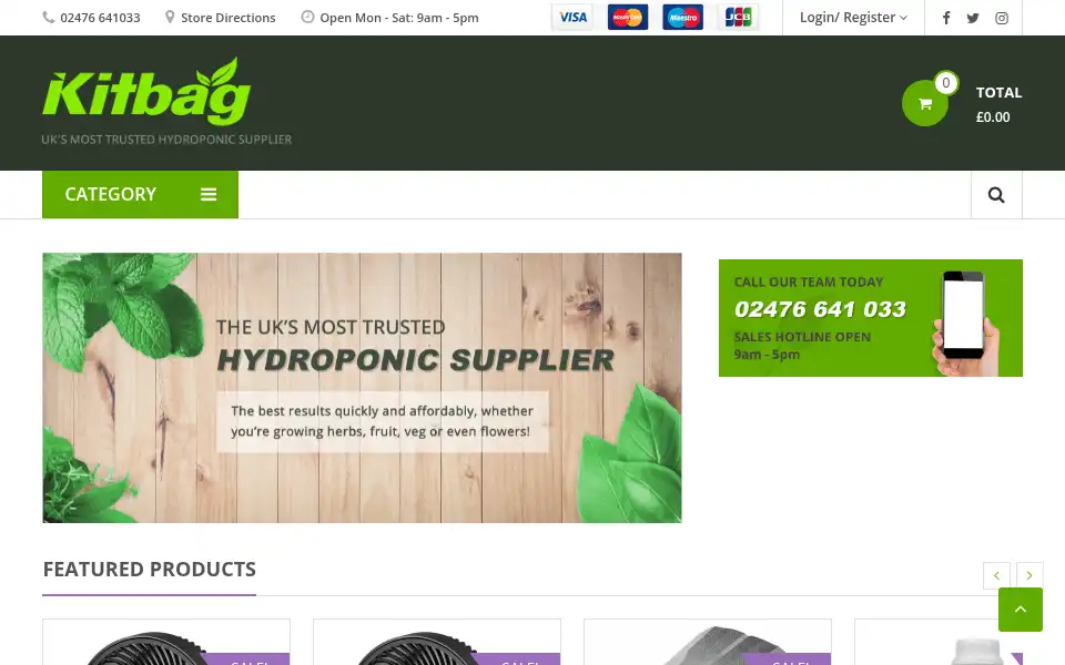 Screenshot of kitbagshop.co.uk