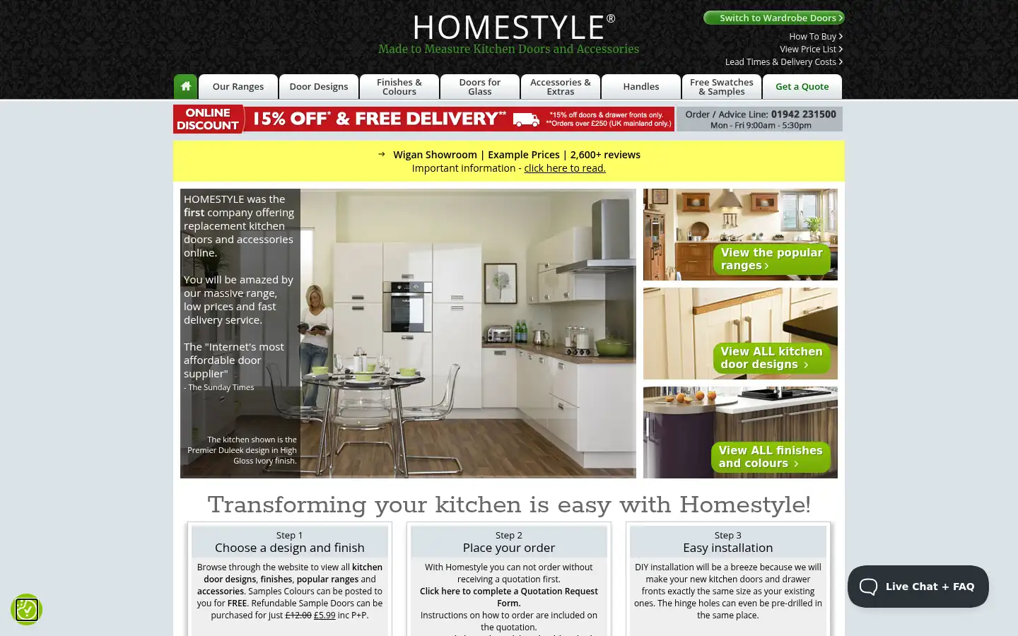 Screenshot of kitchenandbedroomdoors.co.uk