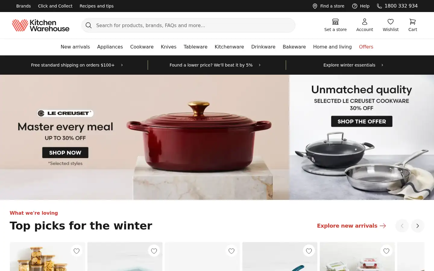 Screenshot of kitchenwarehouse.com.au