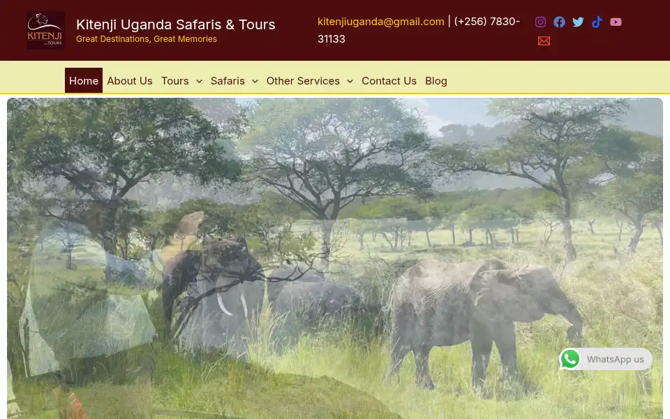 Screenshot of kitenjiugandasafaris.com