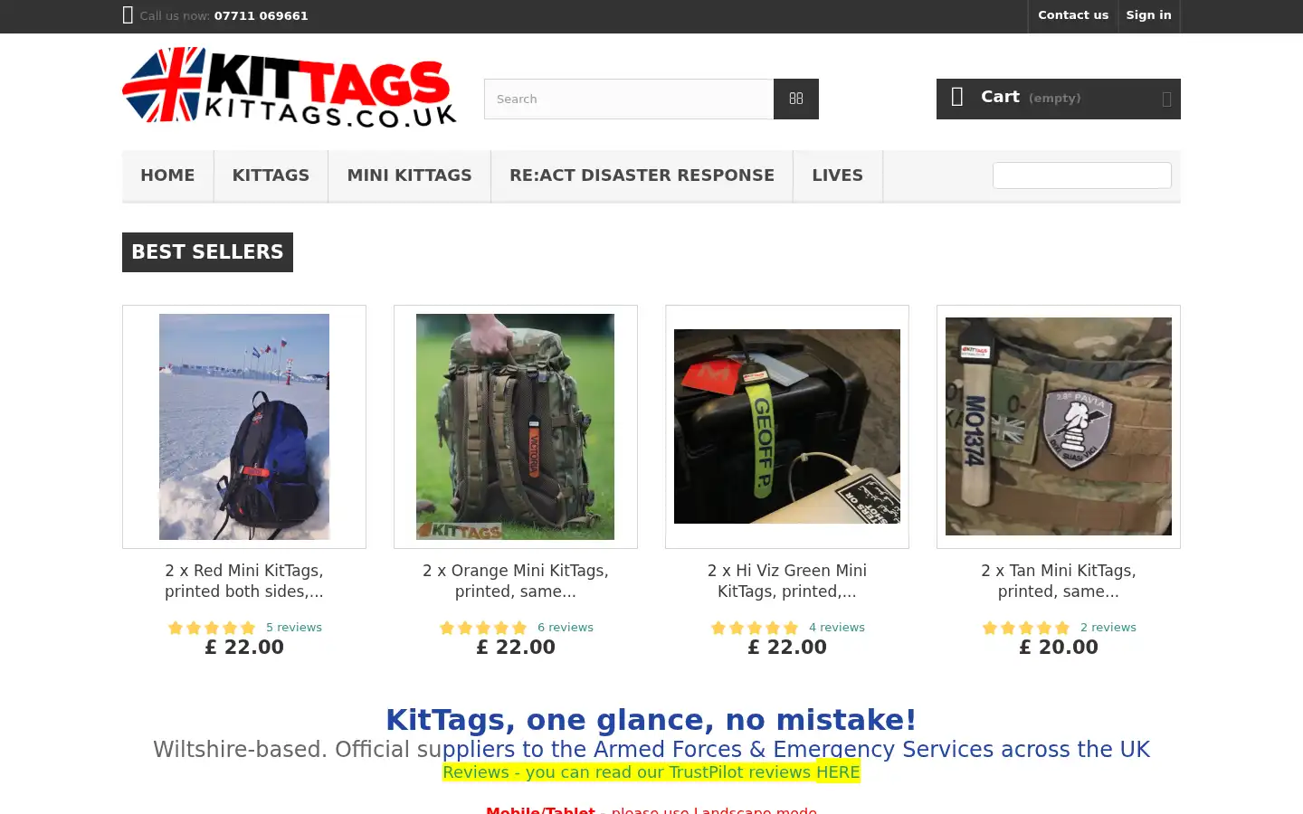 Screenshot of kittags.co.uk