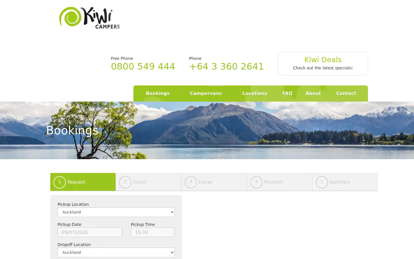 Screenshot of kiwicampers.co.nz