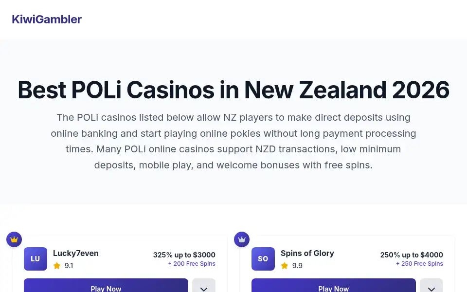 Screenshot of kiwigambler.org