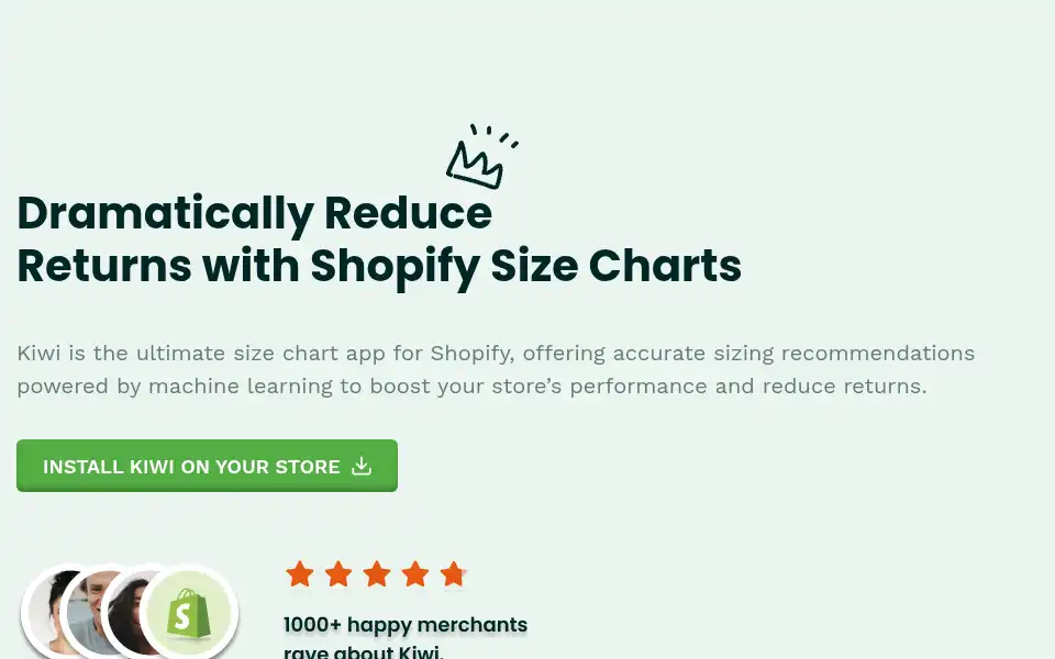 Screenshot of kiwisizing.com