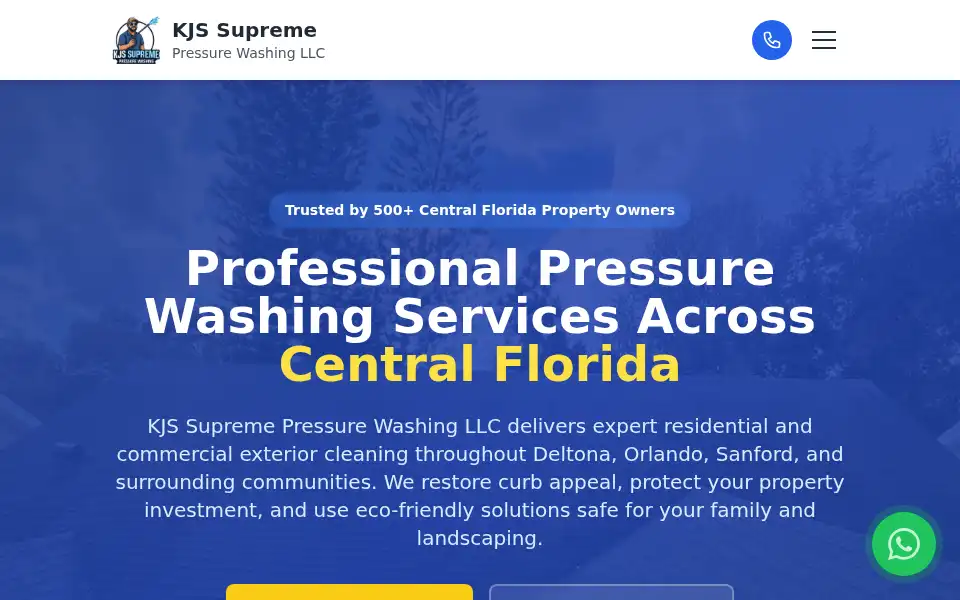 Screenshot of kjsupremepressurewashing.com