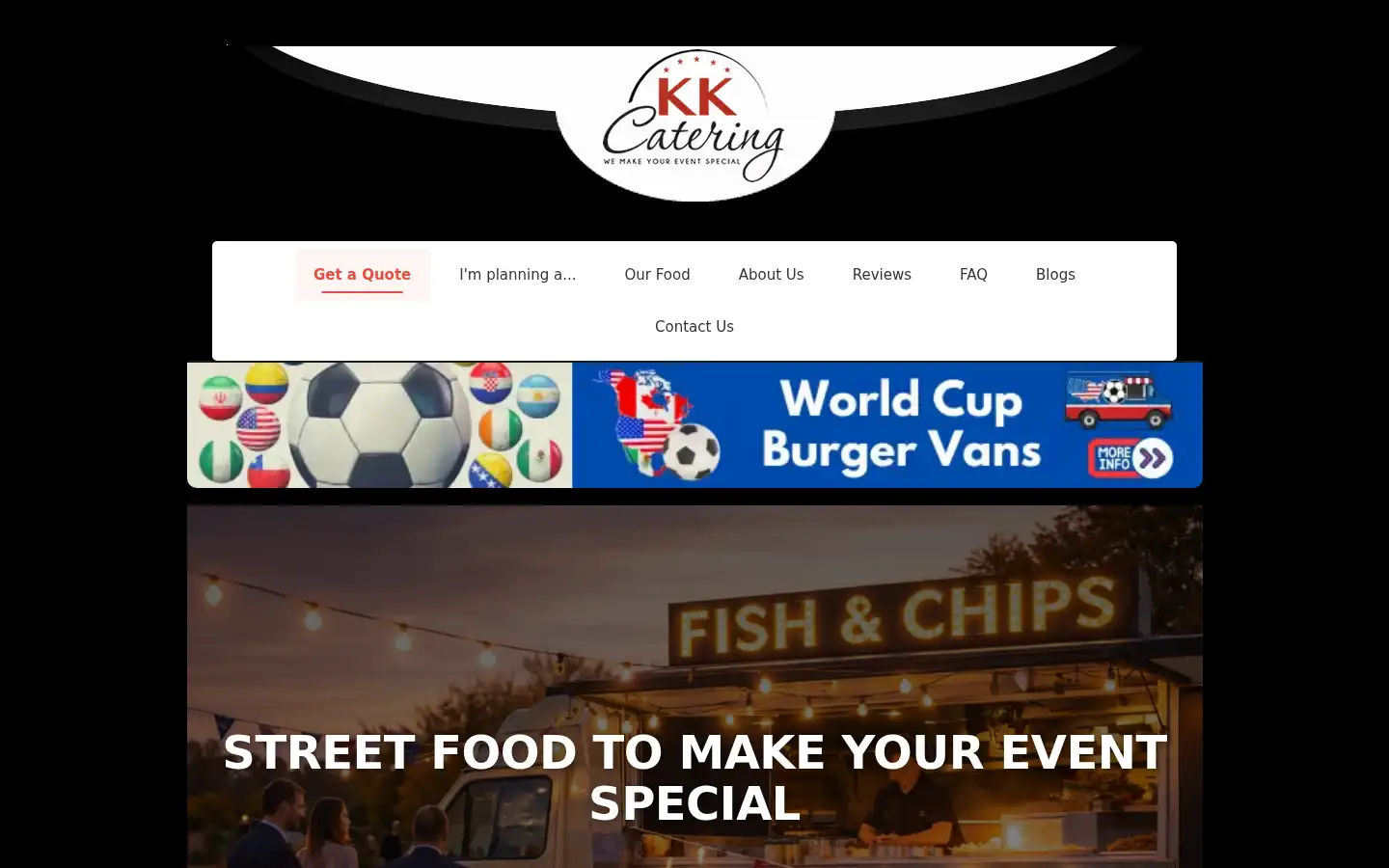Screenshot of kkcatering.co.uk