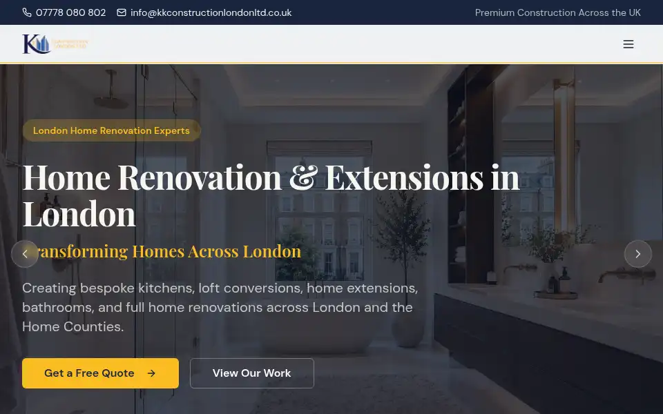 Screenshot of kkconstructionlondonltd.co.uk