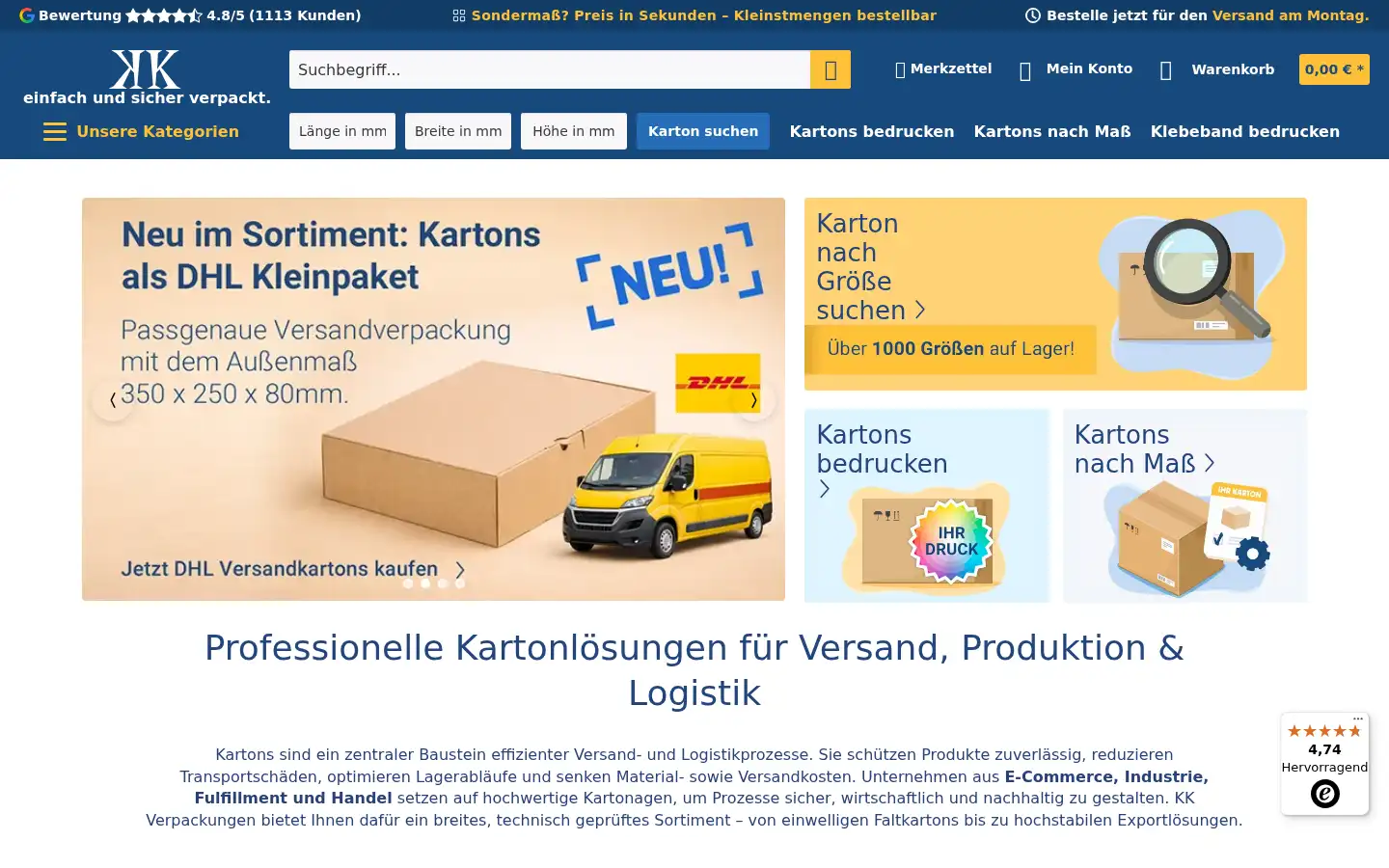 Screenshot of kkverpackungen.de