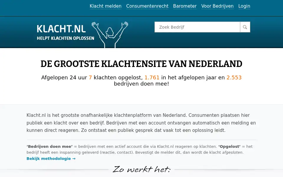 Screenshot of klacht.nl