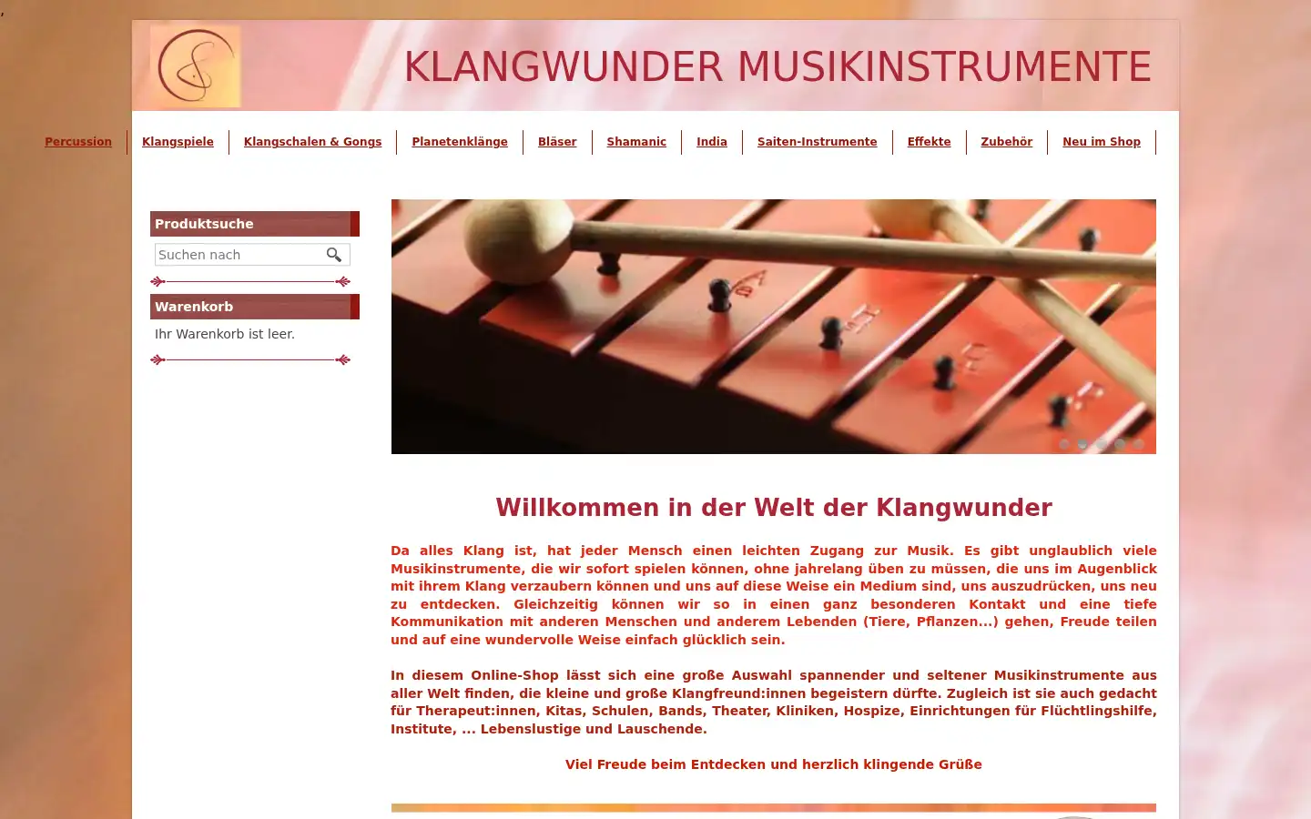 Screenshot of klangwunder-musikinstrumente.de