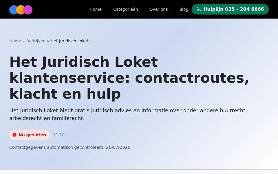 Screenshot of klantenservicegids.nl