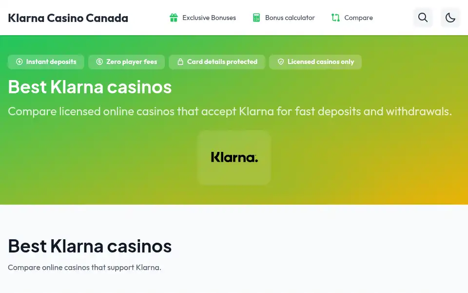 Screenshot of klarna-casino-canada.com