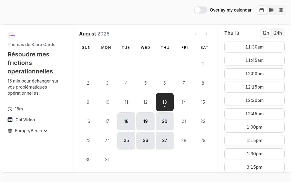 Screenshot of klaro.cards