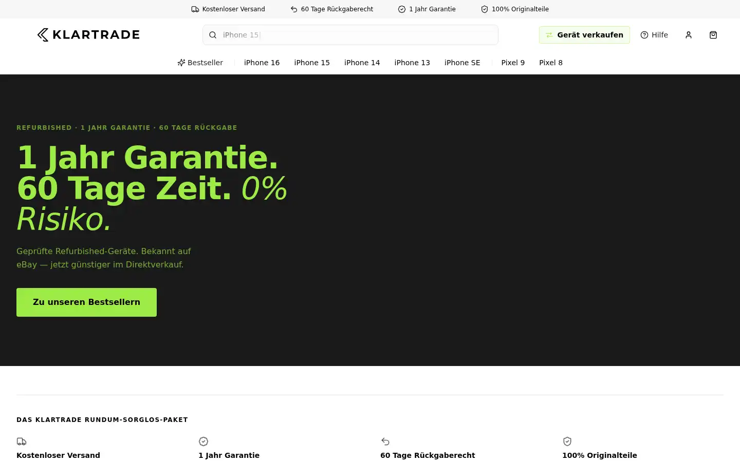 Screenshot of klartrade.de