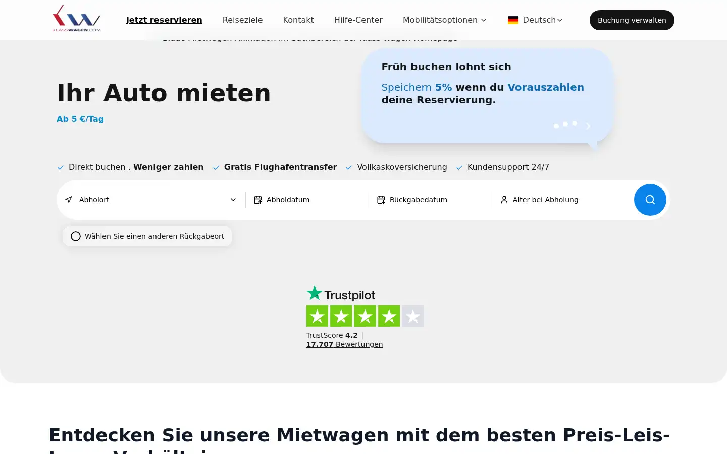 Screenshot of klasswagen.at