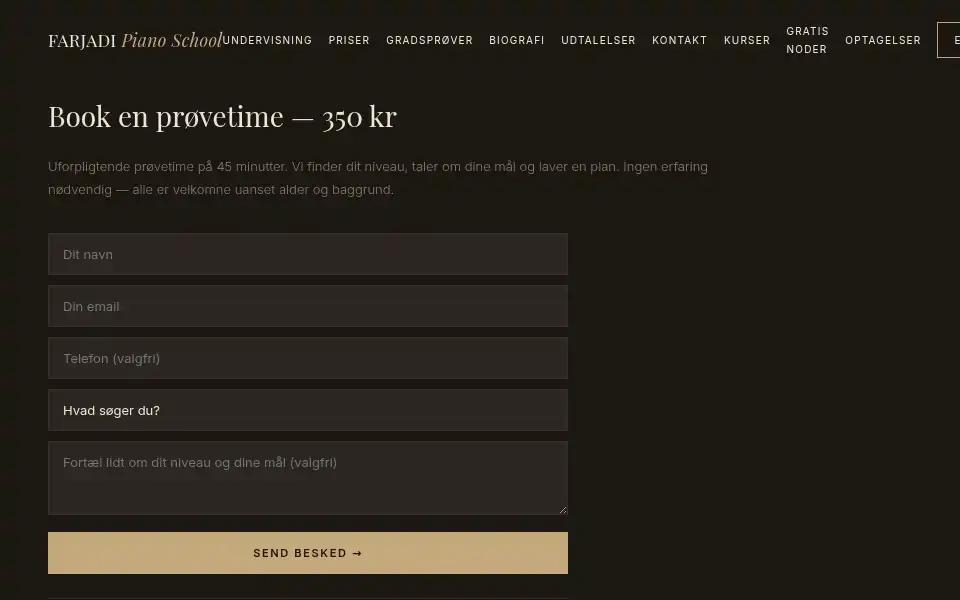 Screenshot of klaverundervisning.dk