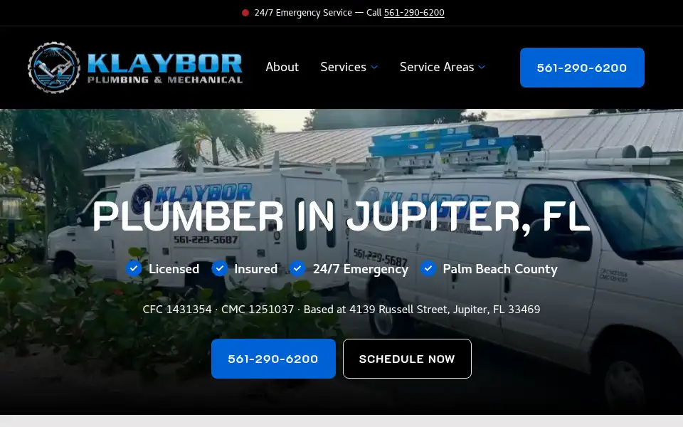 Screenshot of klayborplumbing.com