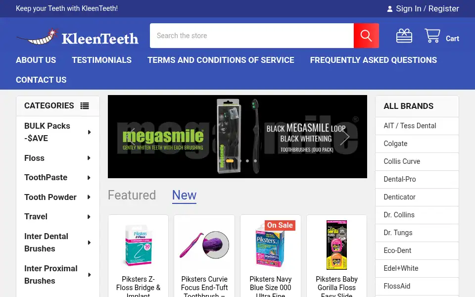 Screenshot of kleenteeth.com