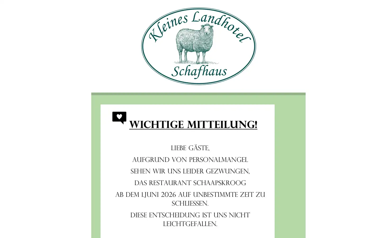 Screenshot of kleines-landhotel-schafhaus.de