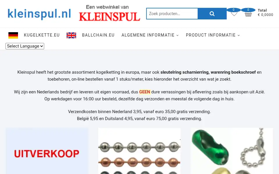 Screenshot of kleinspul.nl