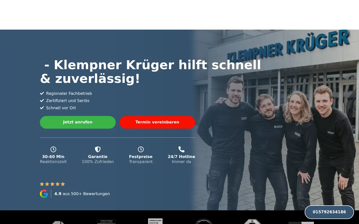 Screenshot of klempner-krueger.de