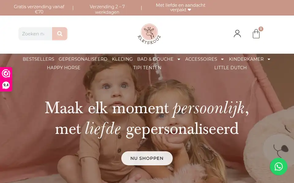 Screenshot of kletskouz.nl