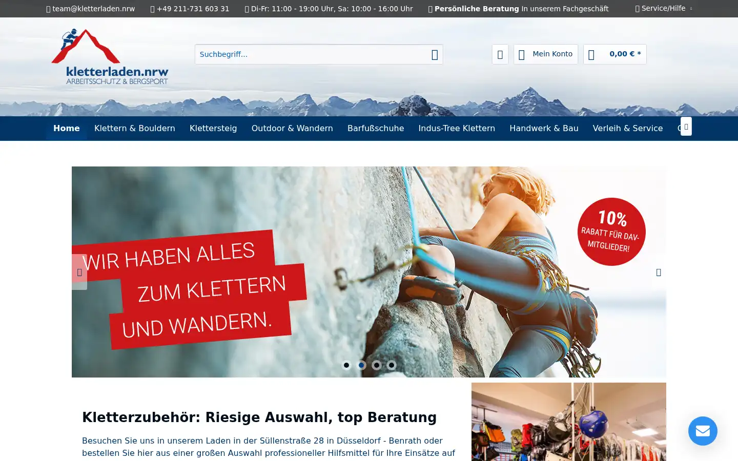 Screenshot of kletterladen.nrw