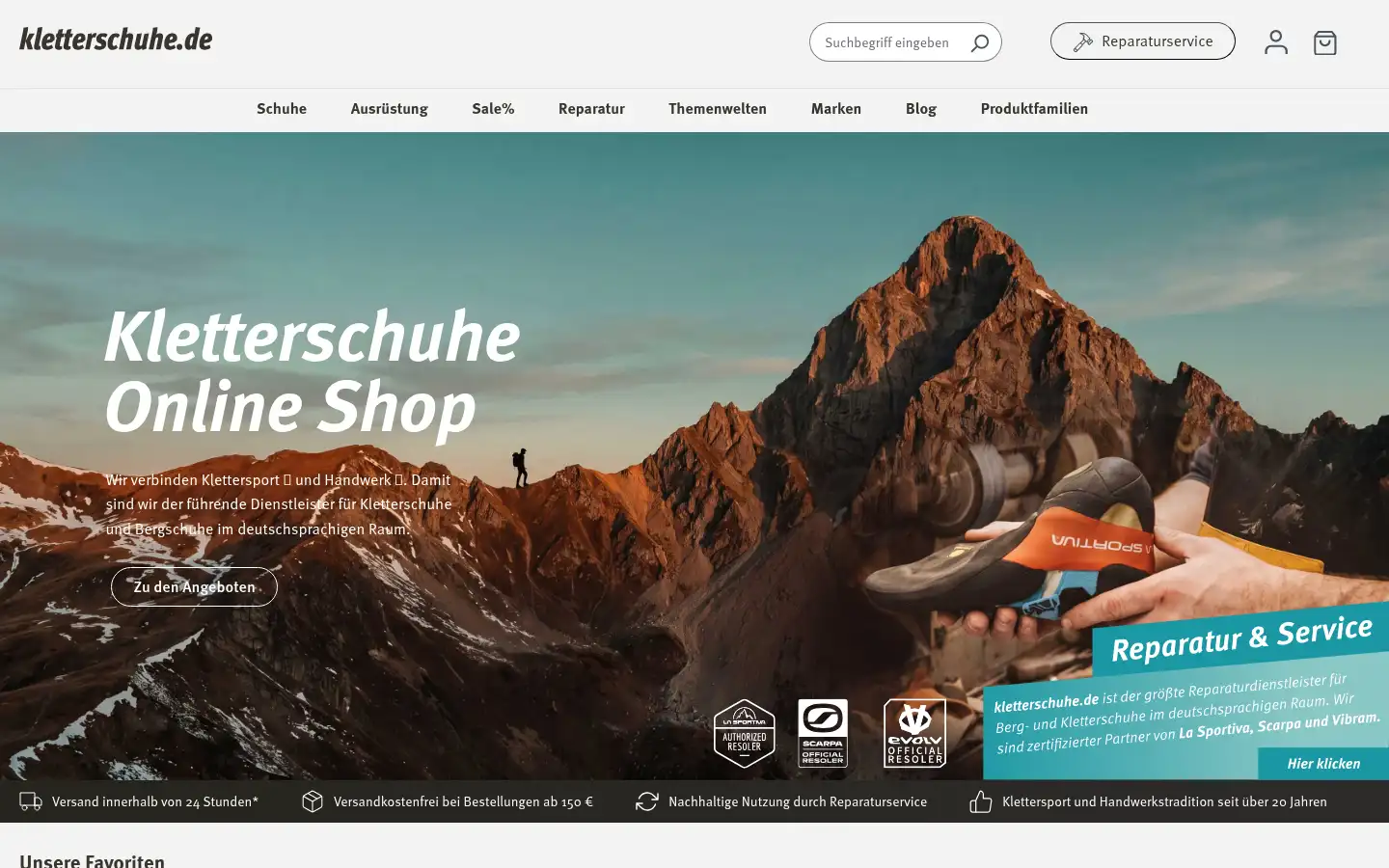 Screenshot of kletterschuhe.de