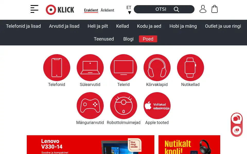 Screenshot of klick.ee