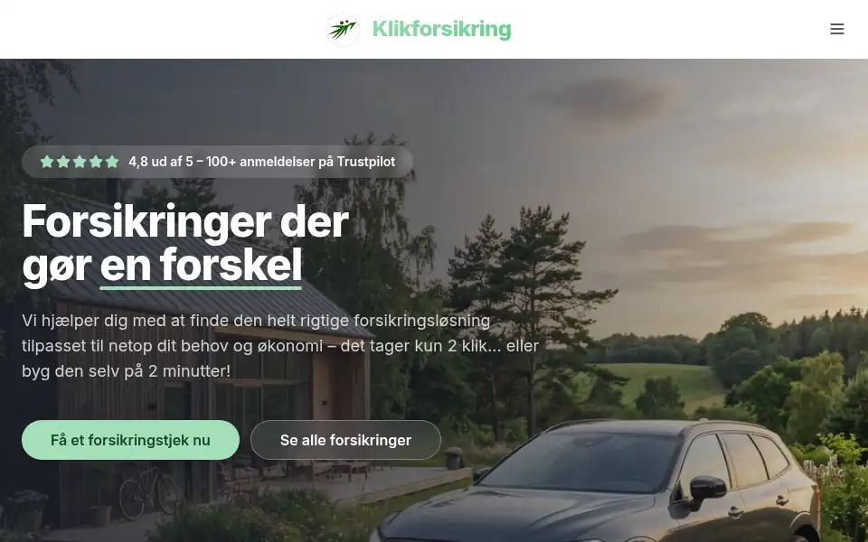 Screenshot of klikforsikring.dk