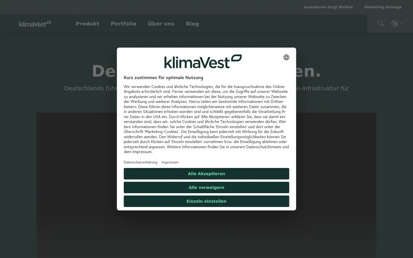 Screenshot of klimavest.de