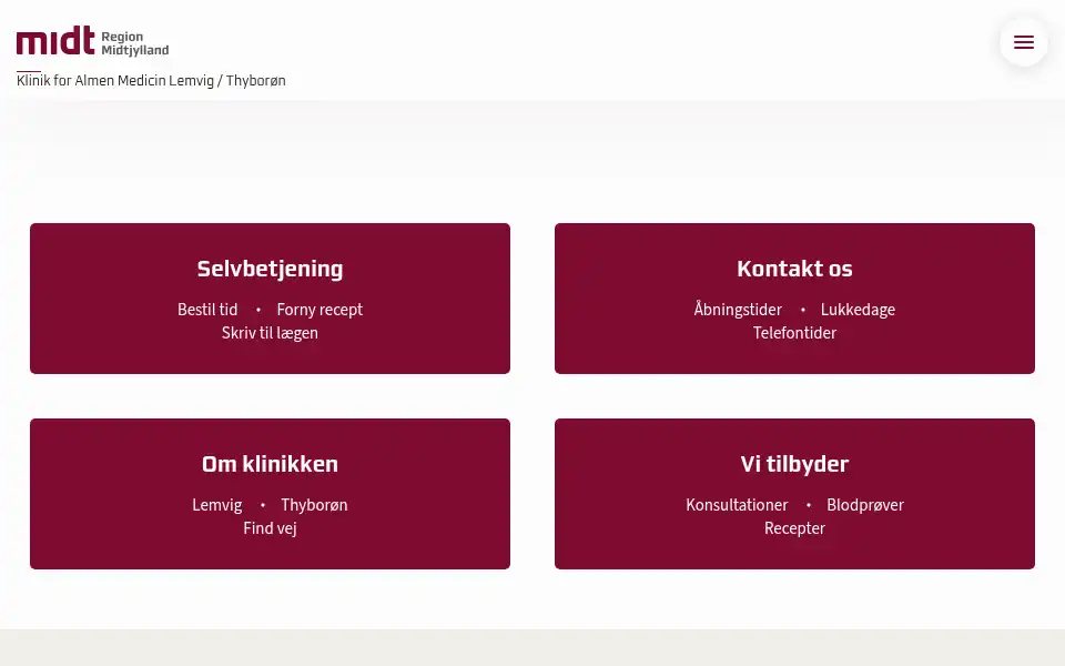 Screenshot of klinik-almenmedicin-lemvig.dk
