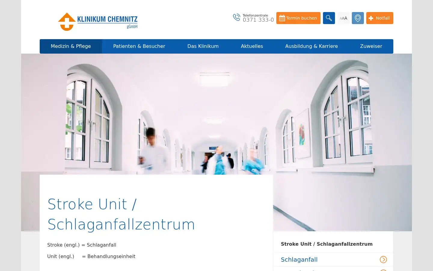 Screenshot of klinikumchemnitz.de