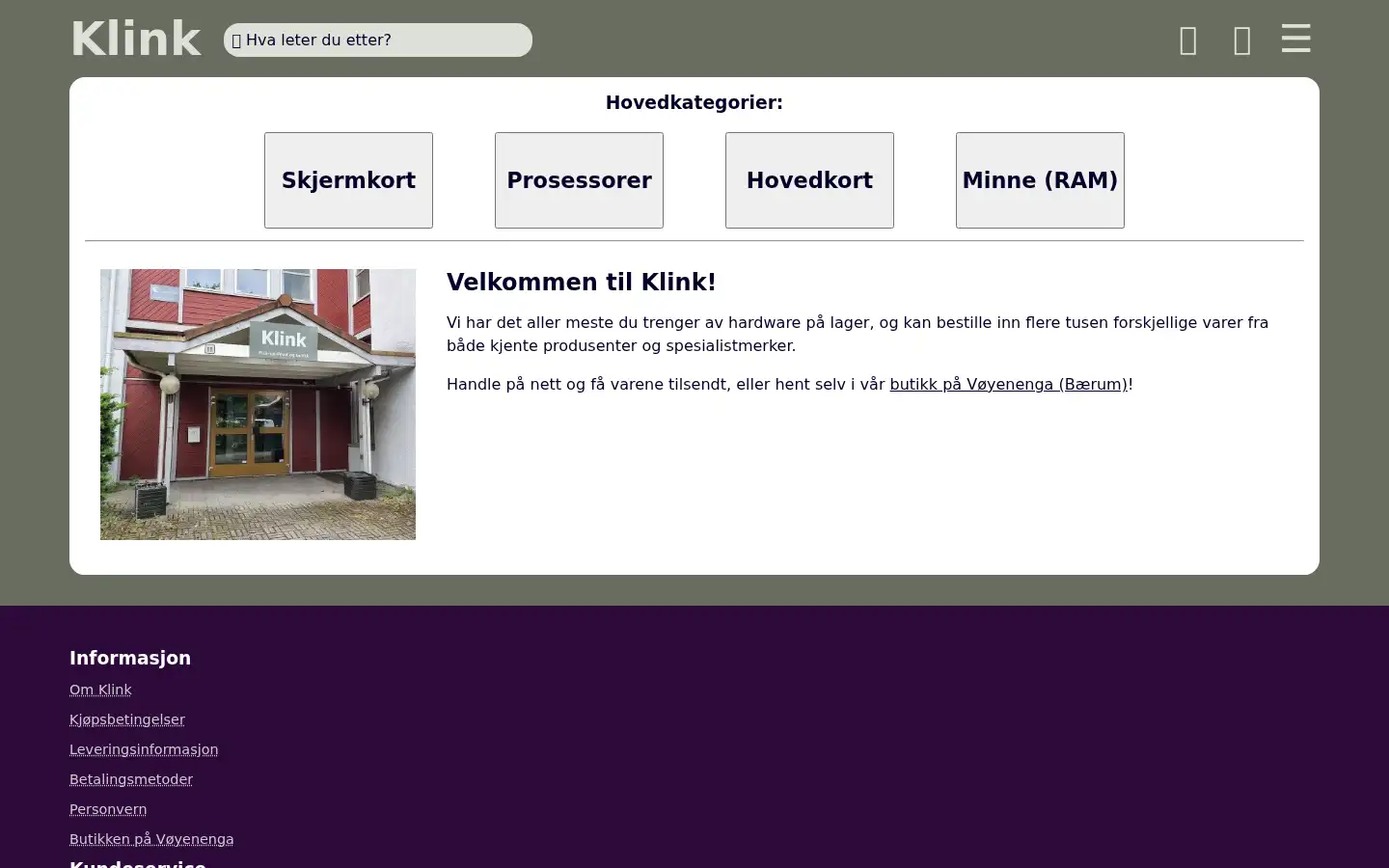 Screenshot of klink.no