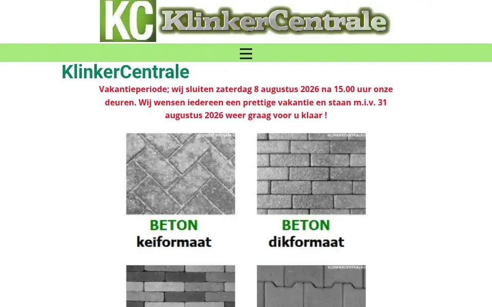 Screenshot of klinkercentrale.nl