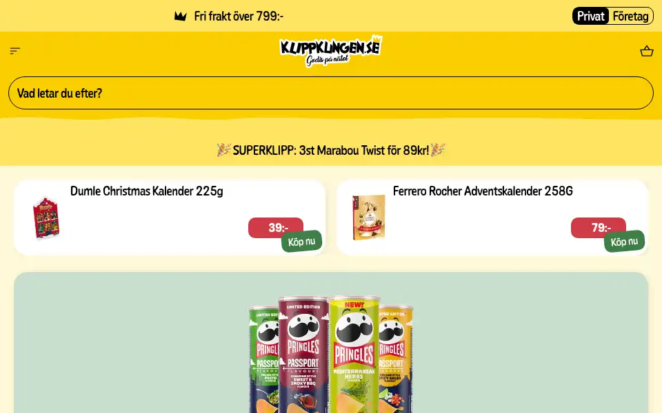 Screenshot of klippkungen.se
